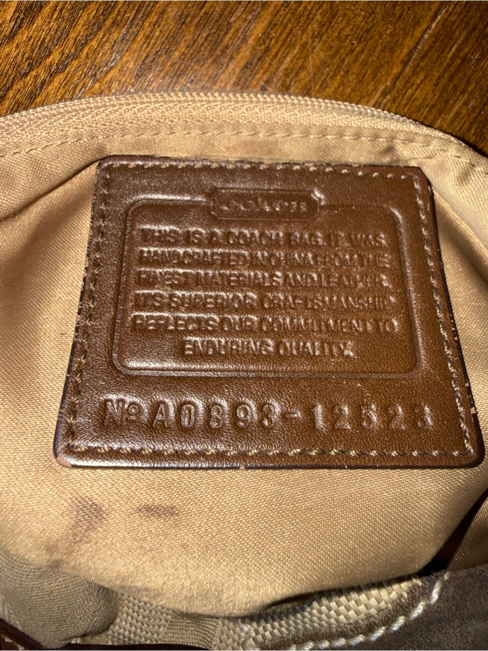 Coach Signature Patchwork Carly Hobo Bag, tan/brown. - Picture 5 of 5